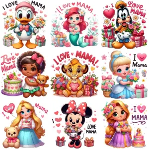 18 Cartoon I Love Mama Mother's Day Mom Designs Bundle PNG