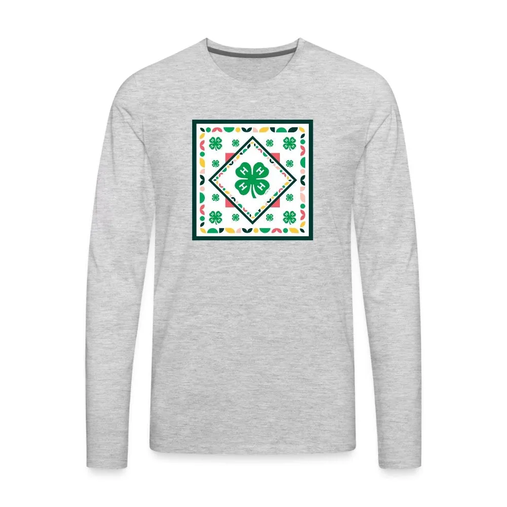 4-H Clover Tile with Border Premium Long Sleeve T-Shirt