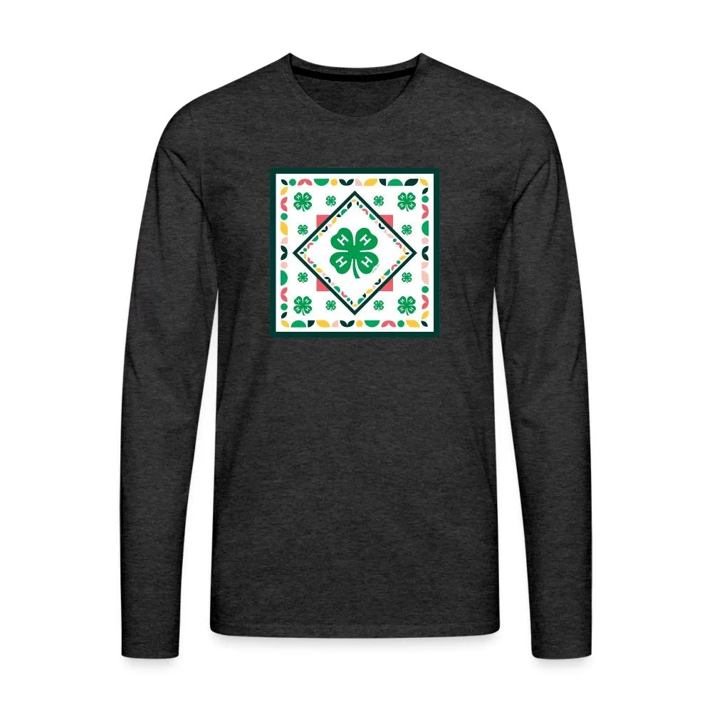 4-H Clover Tile with Border Premium Long Sleeve T-Shirt