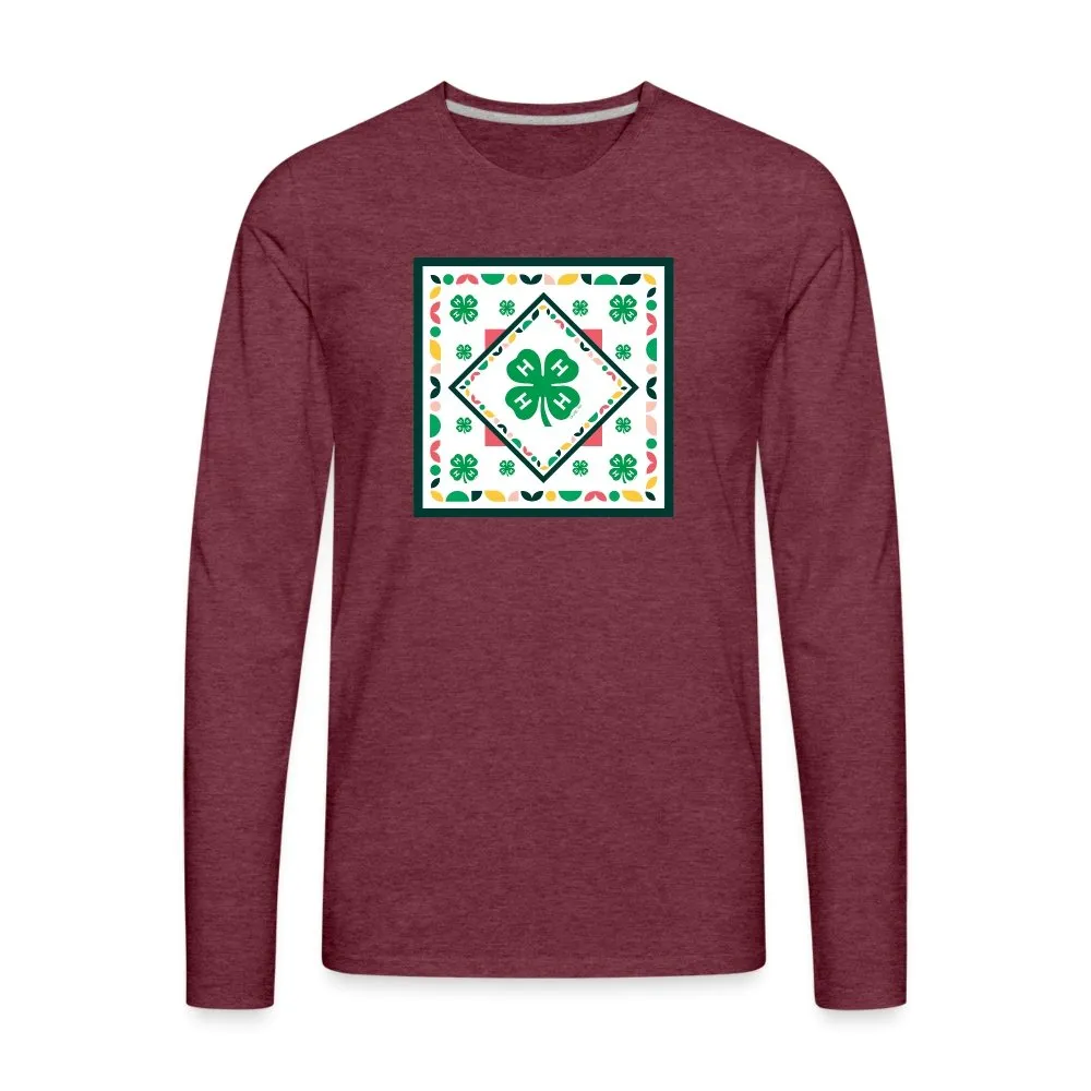 4-H Clover Tile with Border Premium Long Sleeve T-Shirt