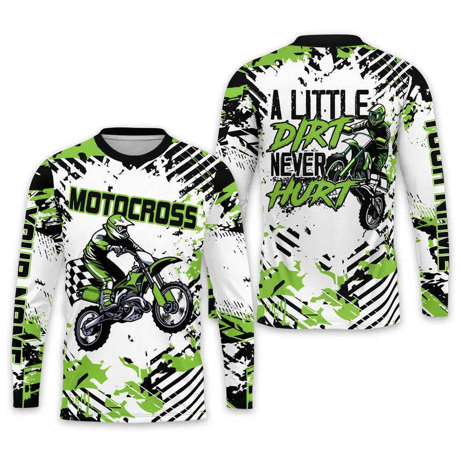 A Little Dirt Never Hurt Long Sleeve Moto Shirts, Gift for Motocross Biker