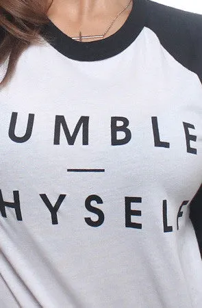 Adapt - Humble Thyself Women's Raglan Tee, White/Black