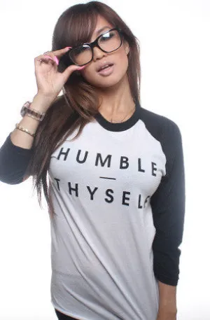 Adapt - Humble Thyself Women's Raglan Tee, White/Black