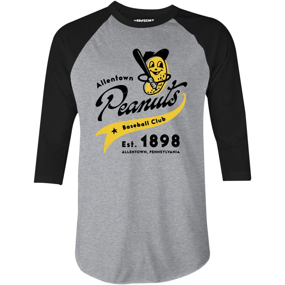 Allentown Peanuts - Pennsylvania - Vintage Defunct Baseball Teams - 3/4 Sleeve Raglan T-Shirt