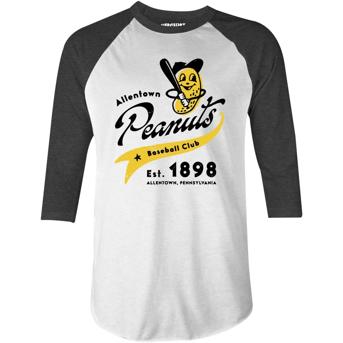 Allentown Peanuts - Pennsylvania - Vintage Defunct Baseball Teams - 3/4 Sleeve Raglan T-Shirt