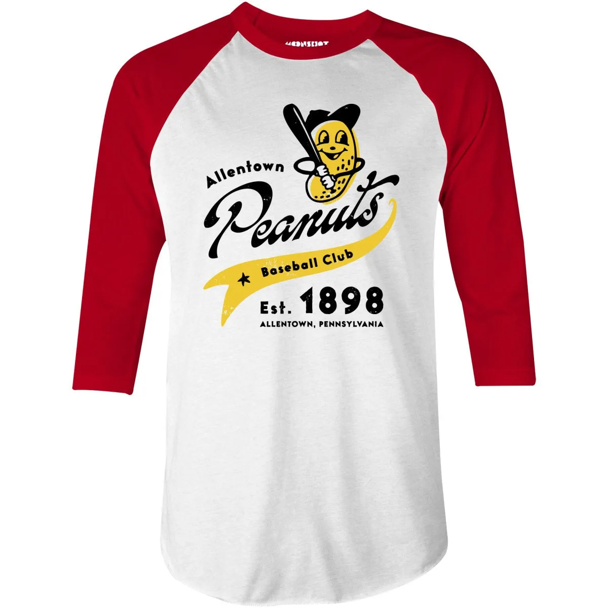 Allentown Peanuts - Pennsylvania - Vintage Defunct Baseball Teams - 3/4 Sleeve Raglan T-Shirt