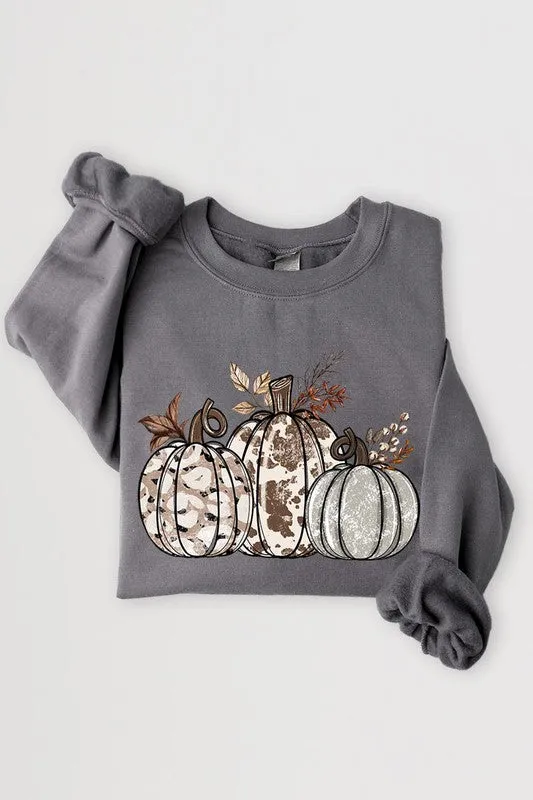 Animal Print Pumpkins Graphic Fleece Sweatshirts