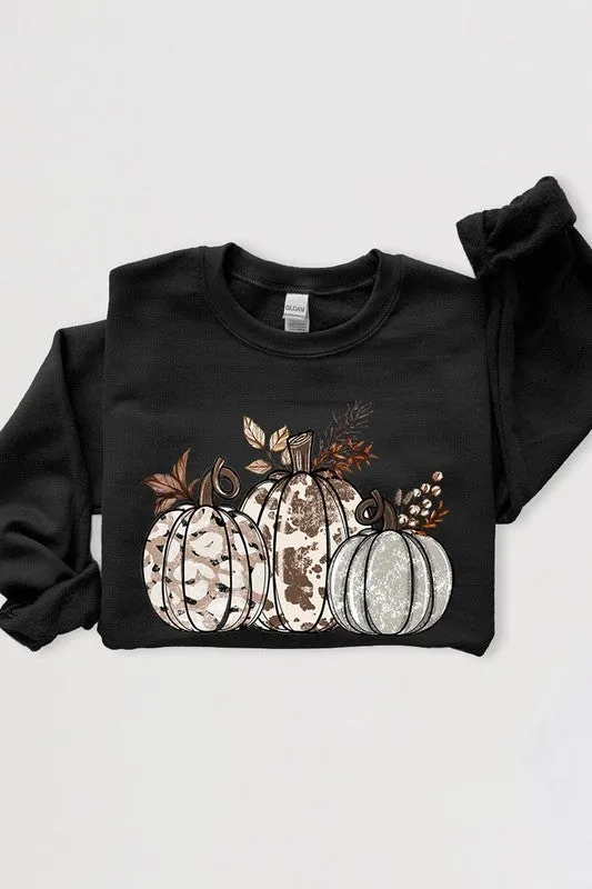 Animal Print Pumpkins Graphic Fleece Sweatshirts