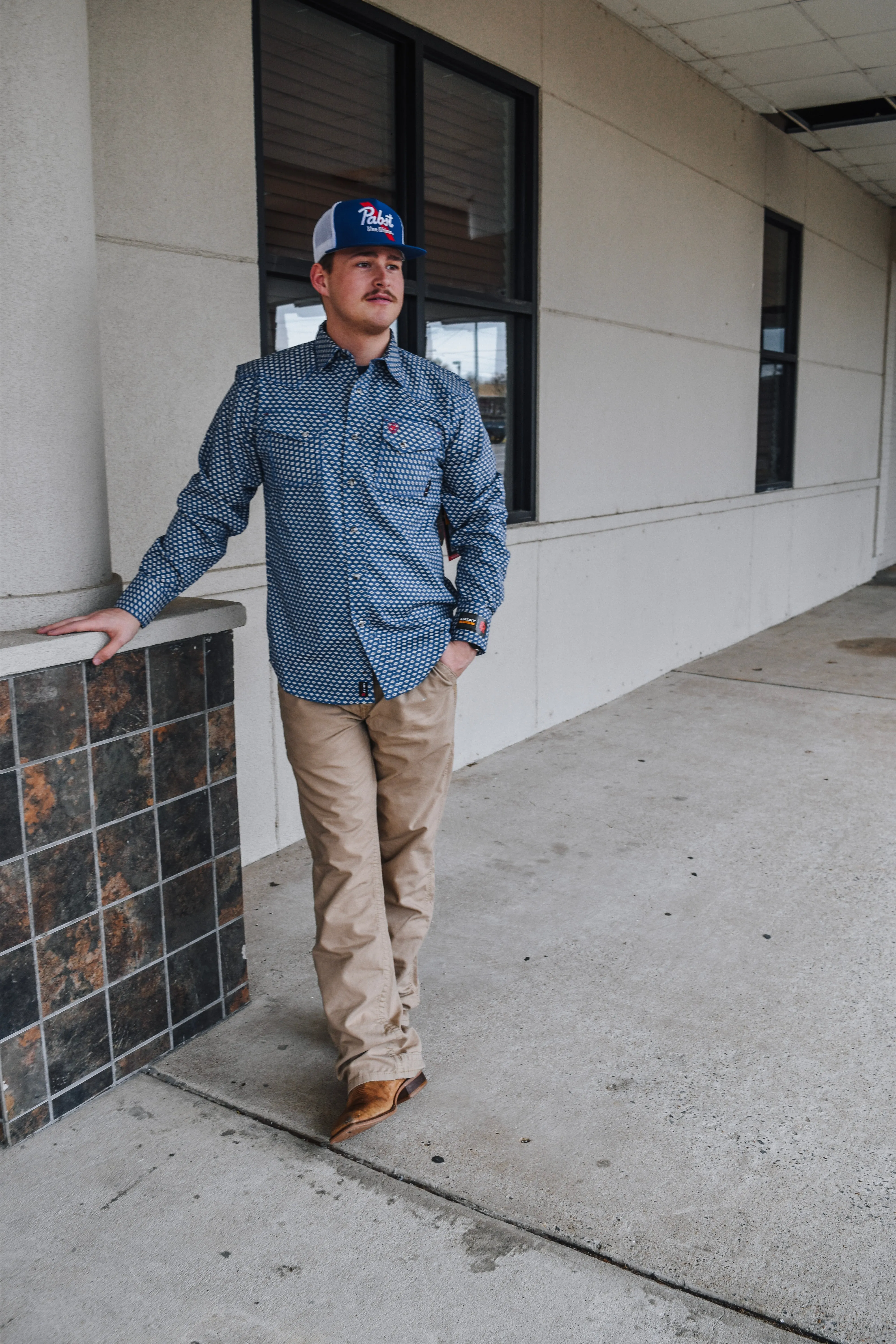 Ariat FR Marauder Retro Fit Snap Work Shirt- Infinity Blue