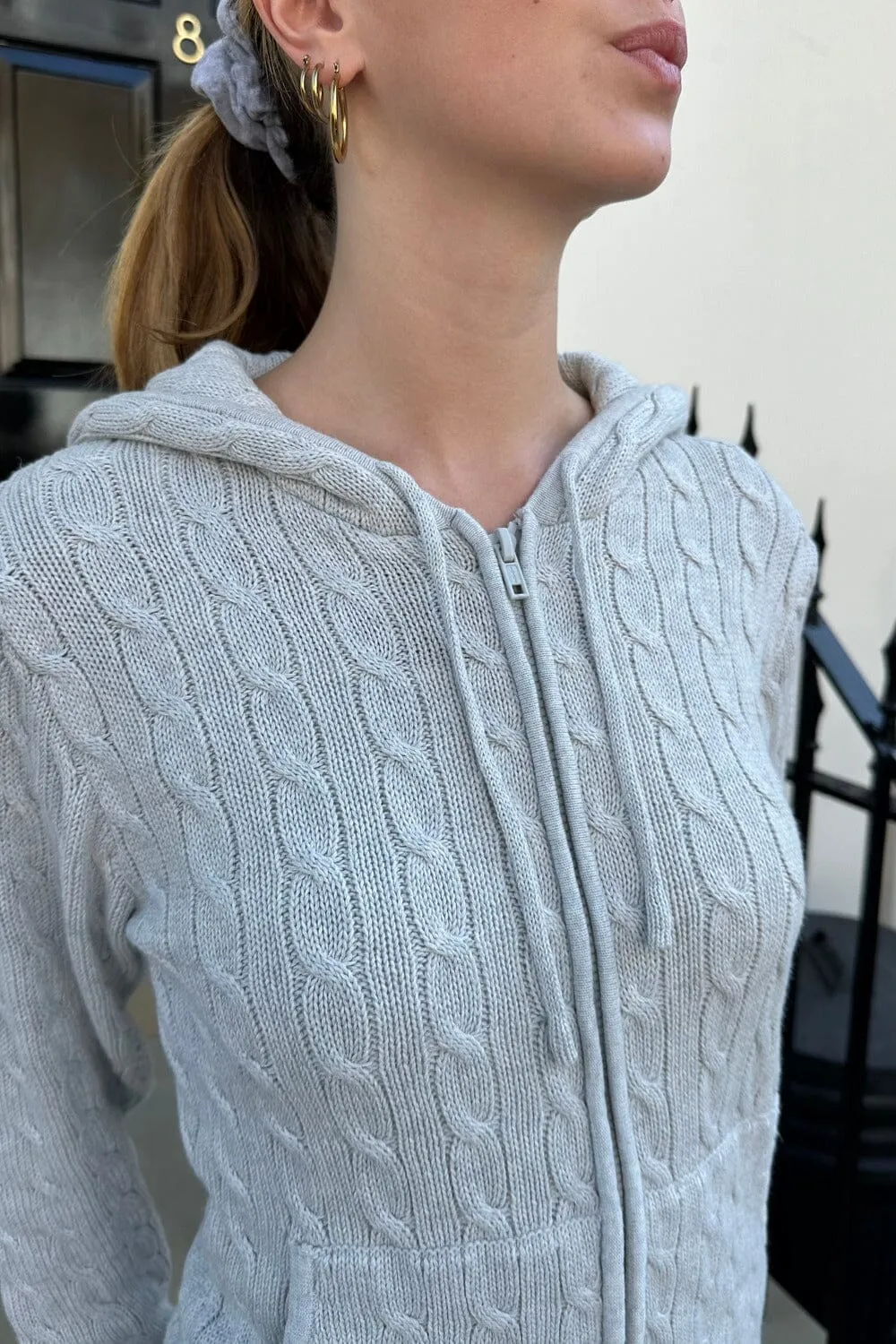 Ayla Cable Knit Zip-Up Sweater