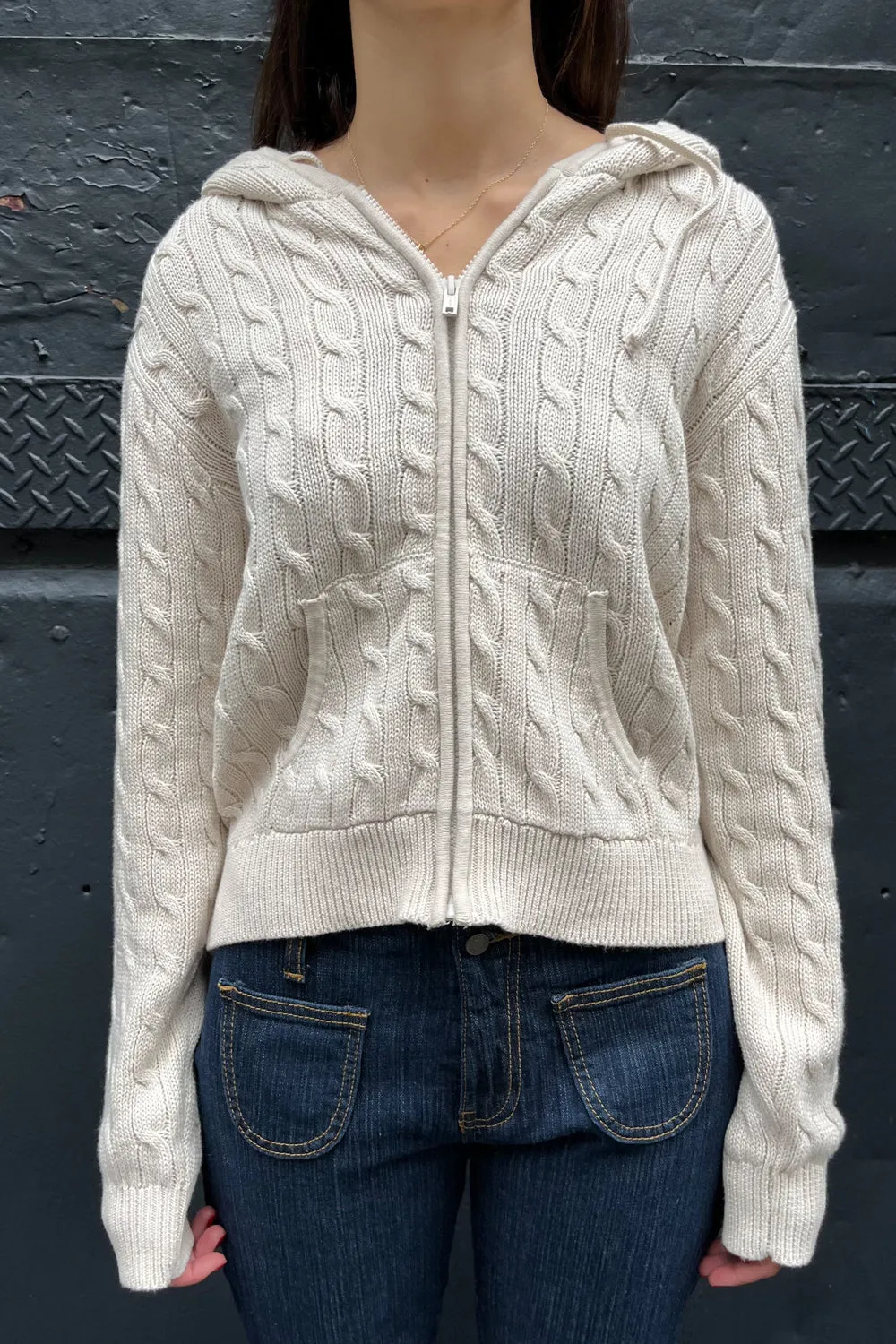 Ayla Cable Knit Zip-Up Sweater