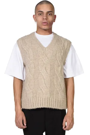 Beige Cable Knit Vest