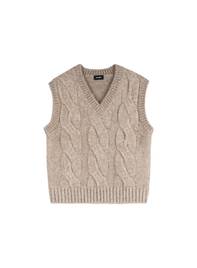 Beige Cable Knit Vest