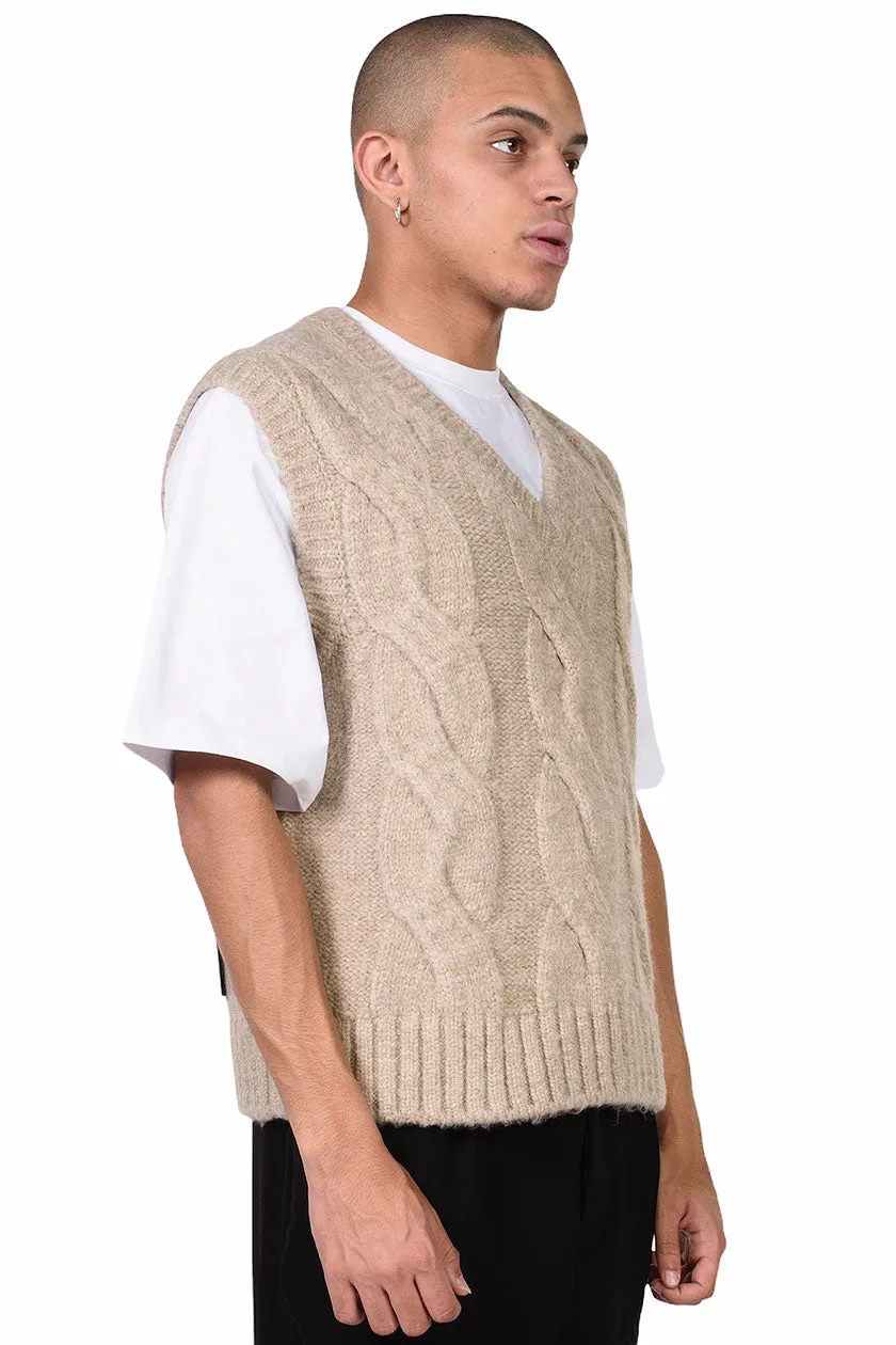 Beige Cable Knit Vest