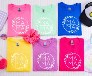 Bight Colored Leopard Mama Circle Graphic Tees