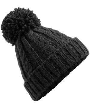 Black - Cable knit melange beanie