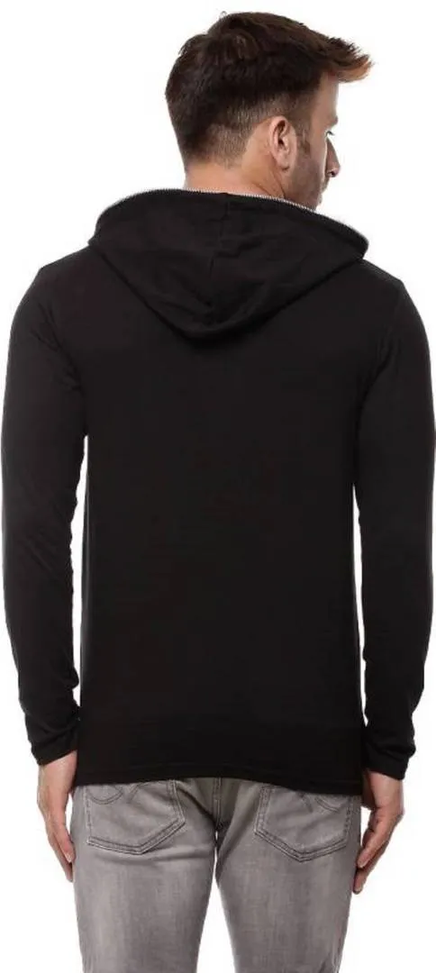 Black Cotton Hood Chain Full Sleeves T-Shirt