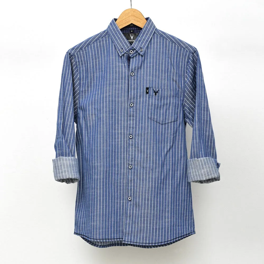 Blue Striped Casual Shirt