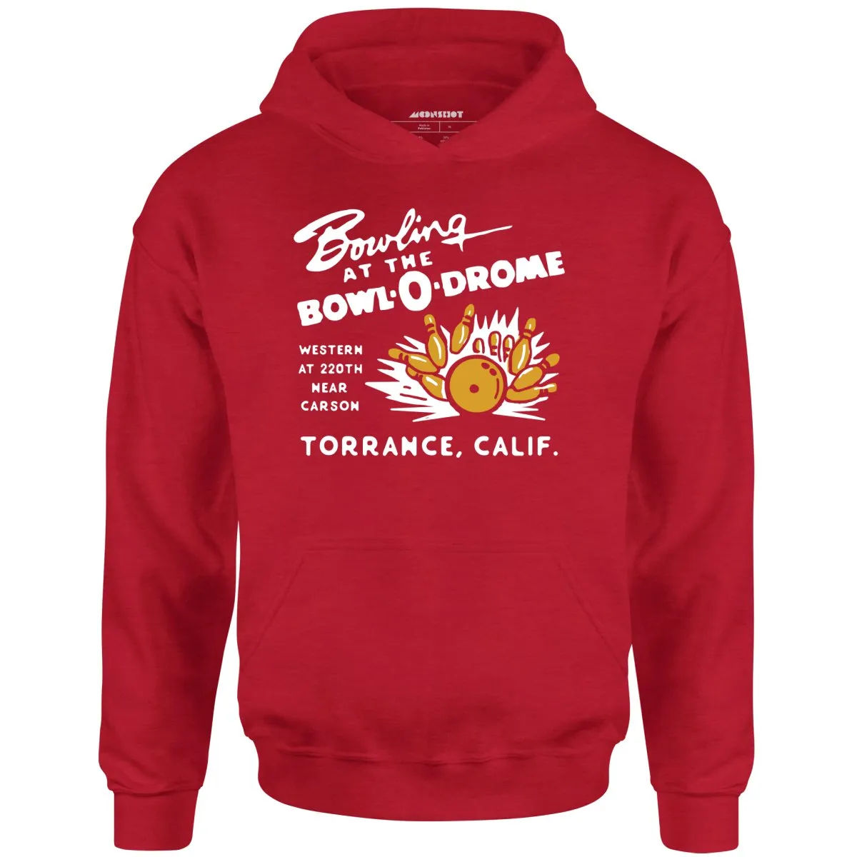 Bowl-o-Drome - Torrance, CA - Vintage Bowling Alley - Unisex Hoodie