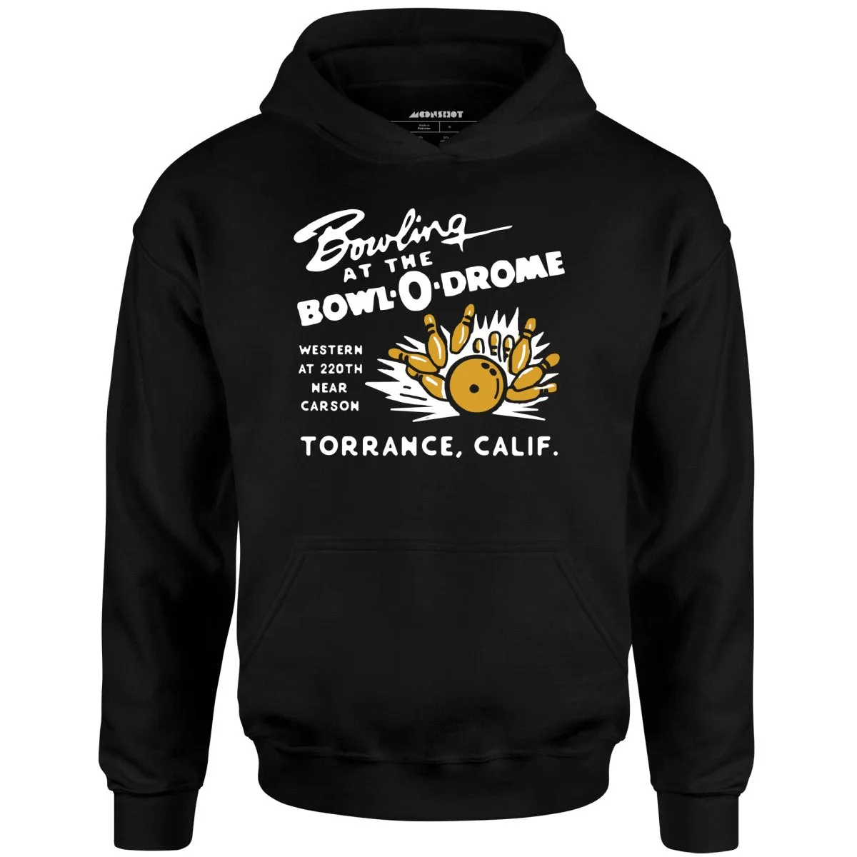 Bowl-o-Drome - Torrance, CA - Vintage Bowling Alley - Unisex Hoodie