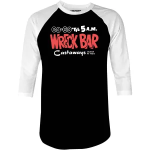 Castaways Motel Wreck Bar - Miami, FL - Vintage Tiki Bar - 3/4 Sleeve Raglan T-Shirt