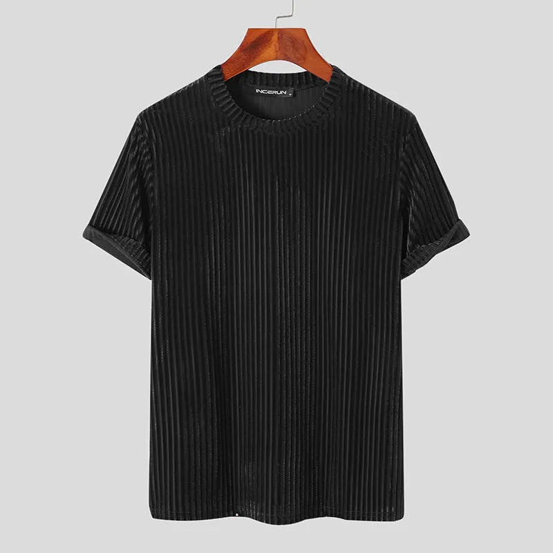 Casual Velvet O-Neck T-Shirt