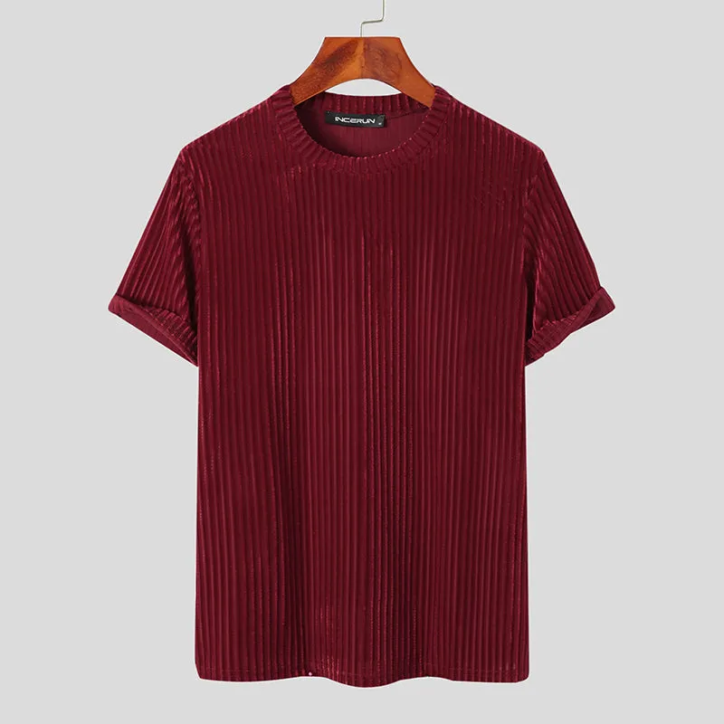 Casual Velvet O-Neck T-Shirt