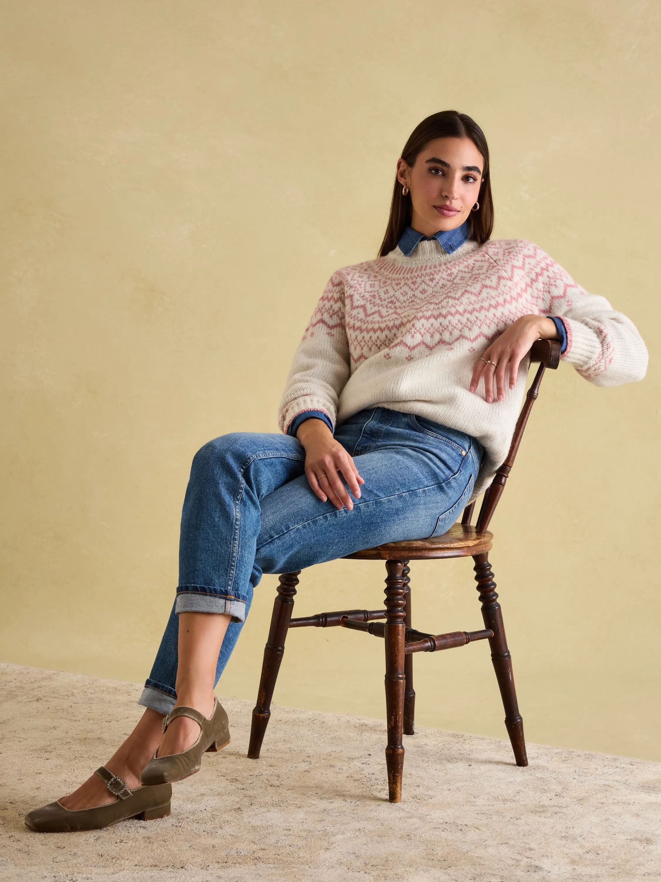 Charlotte Cream Crew Neck Fair Isle Jumper