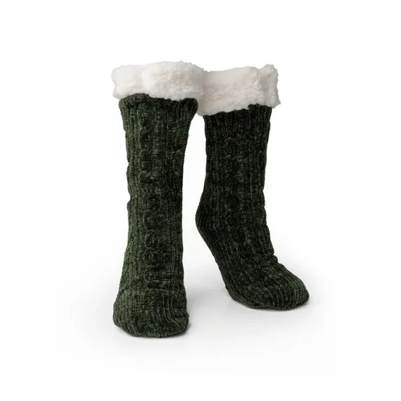 Dark Grey Soft Chenille Ladies Slipper Socks