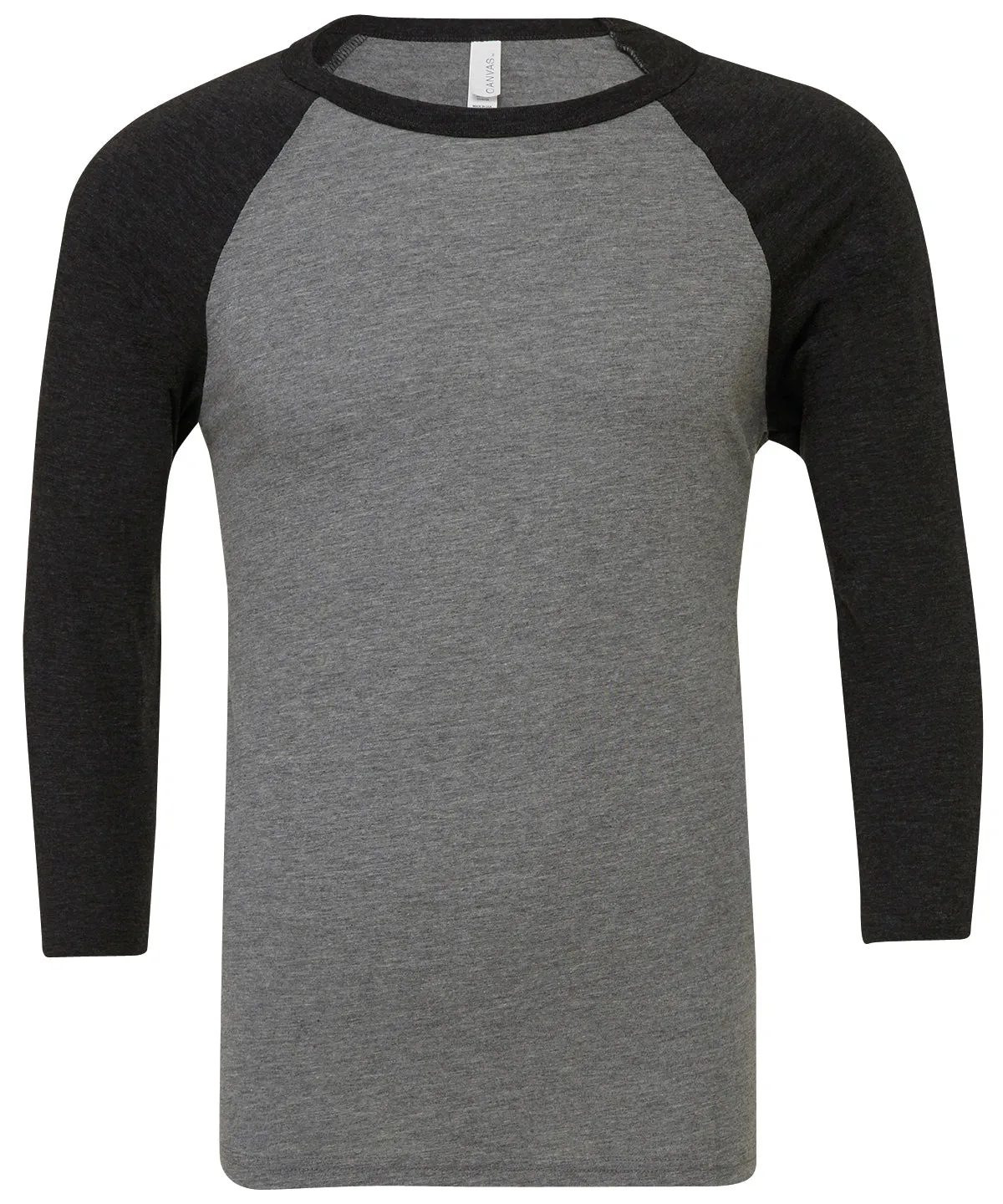 Deep Heather/Black - Unisex triblend ¾ sleeve baseball t-shirt