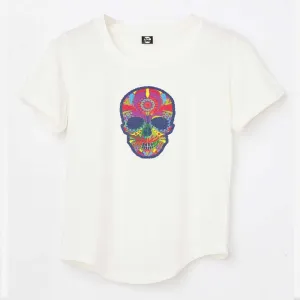 Designer T-Shirts for Women, Aerobics Workout T Shirts For Women Girls Tees - Skull