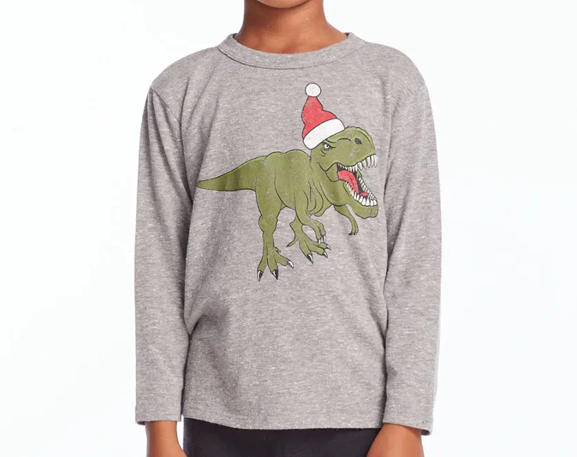 Dinosaur Santa LS Tshirt