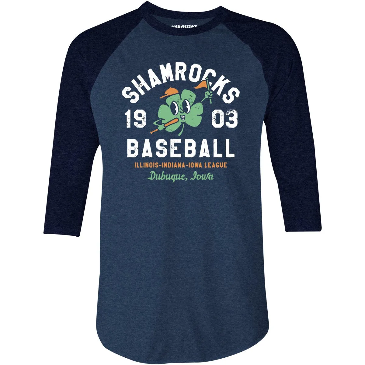 Dubuque Shamrocks - Iowa - Vintage Defunct Baseball Teams - 3/4 Sleeve Raglan T-Shirt