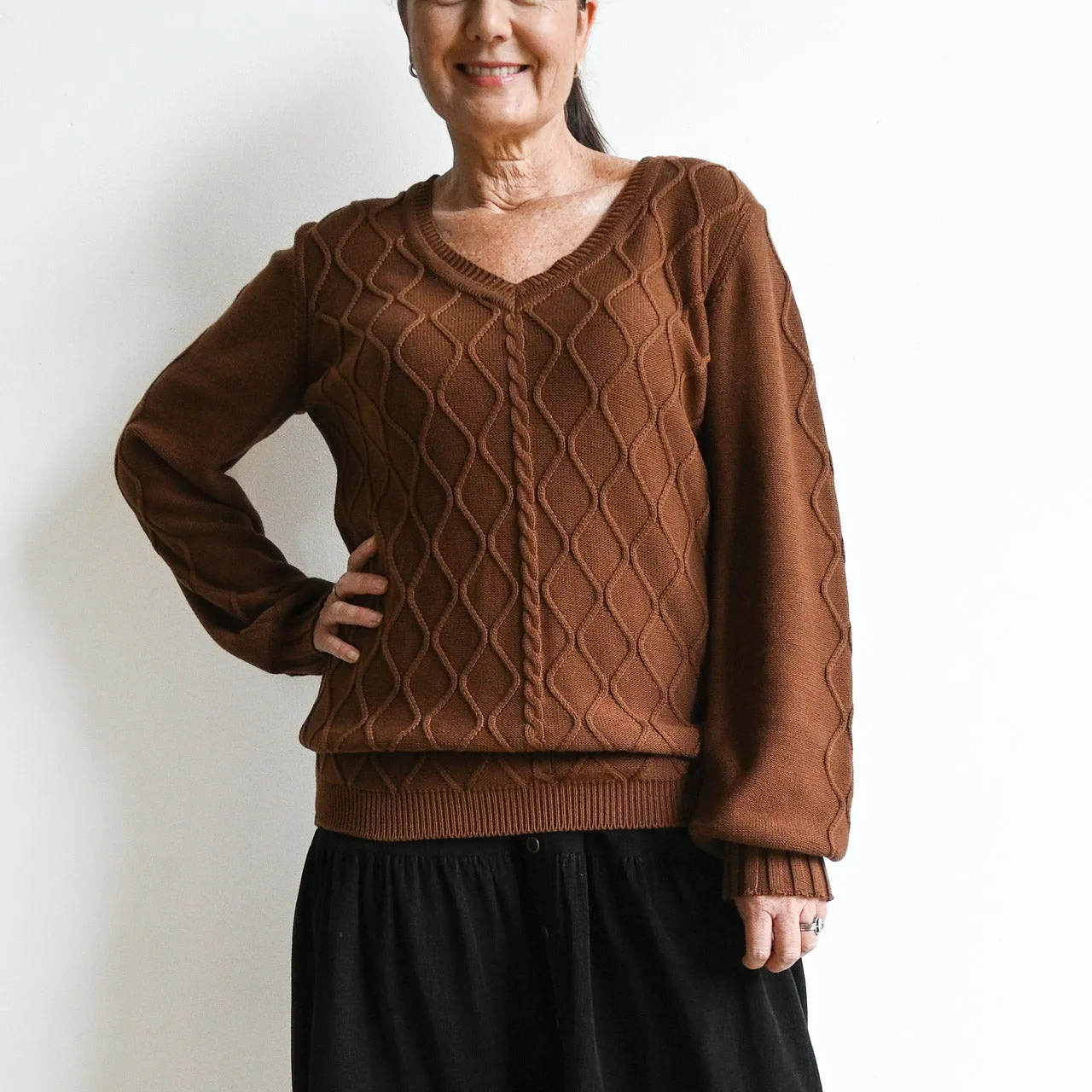 Fine Cable Knit Sweater by Orientique Australia - 1261