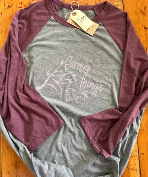 Former things. 3/4 Sleeve Raglan, Heather Maroon Gray TriBlend, Unisex