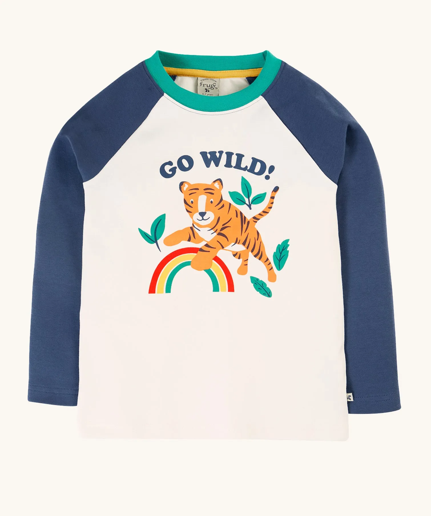 Frugi Tamar Raglan Top - Navy Blue/Go Wild