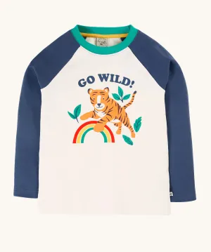 Frugi Tamar Raglan Top - Navy Blue/Go Wild