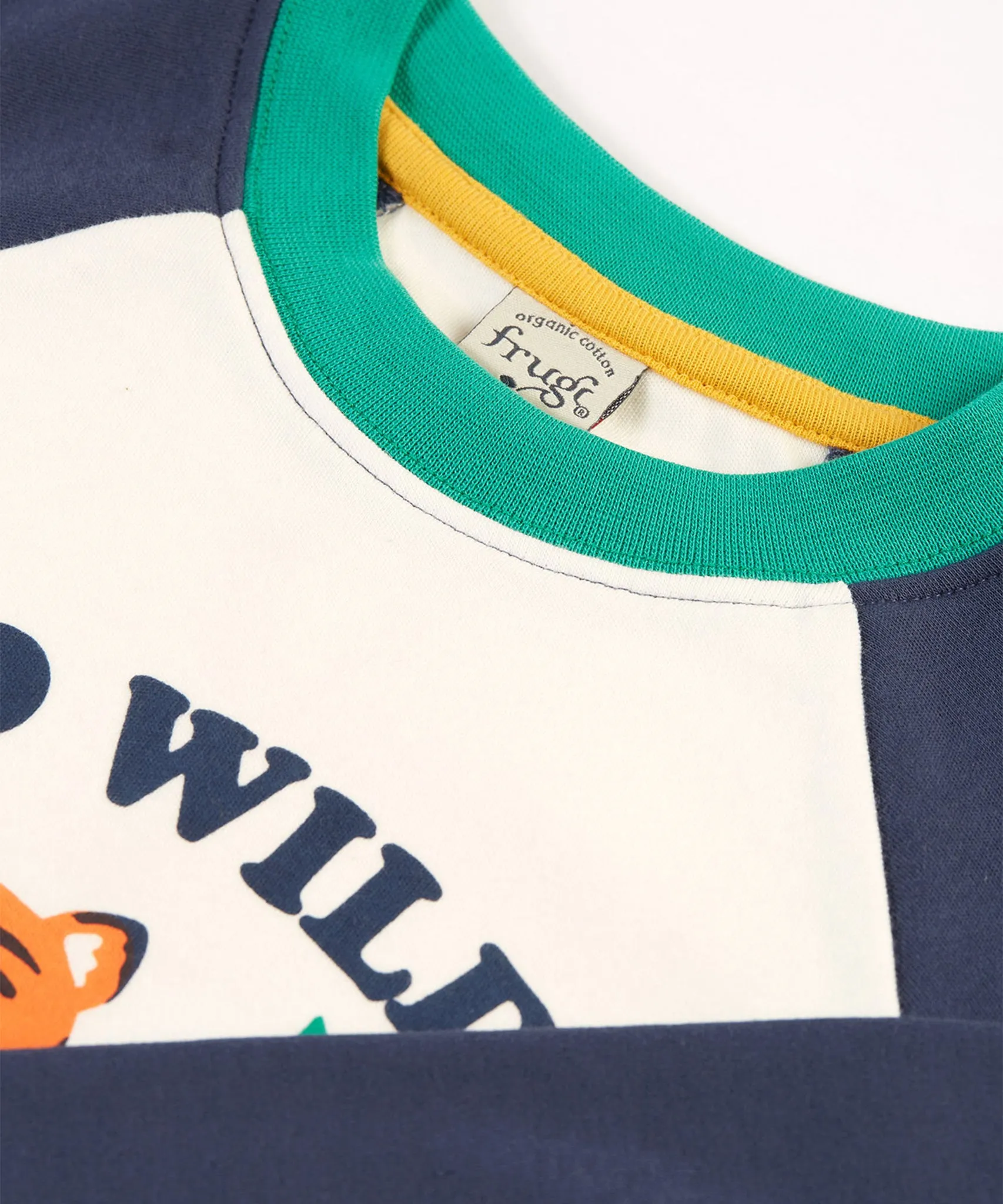 Frugi Tamar Raglan Top - Navy Blue/Go Wild