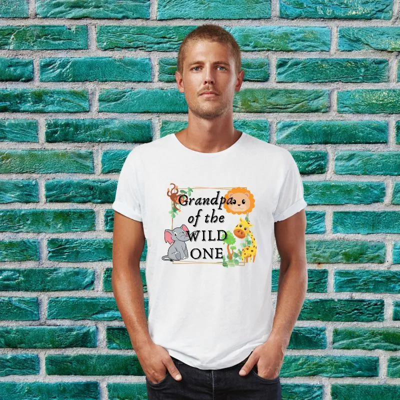 Grandpa of the Wild One Jungle Theme First Birthday Matching Family T-Shirts