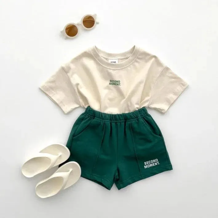 Letter Print Casual Tee & Shorts Set