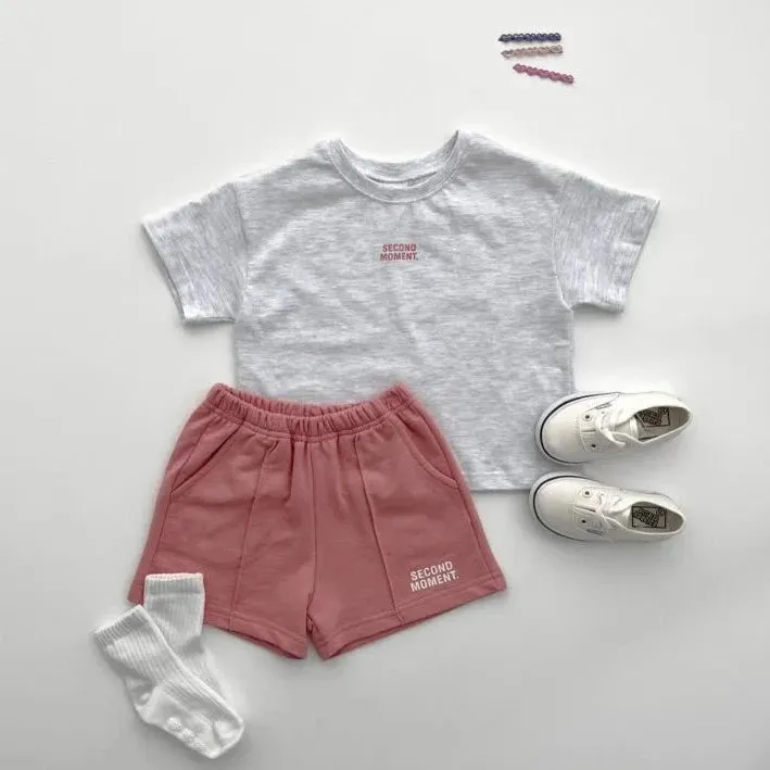 Letter Print Casual Tee & Shorts Set