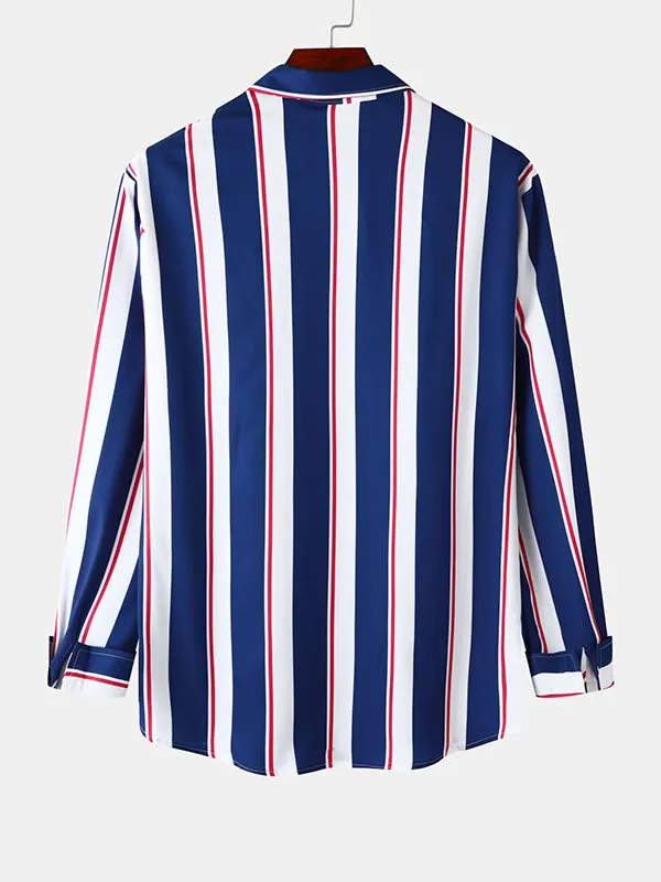 Men's Colorful Striped Long Sleeve Casual Shirt