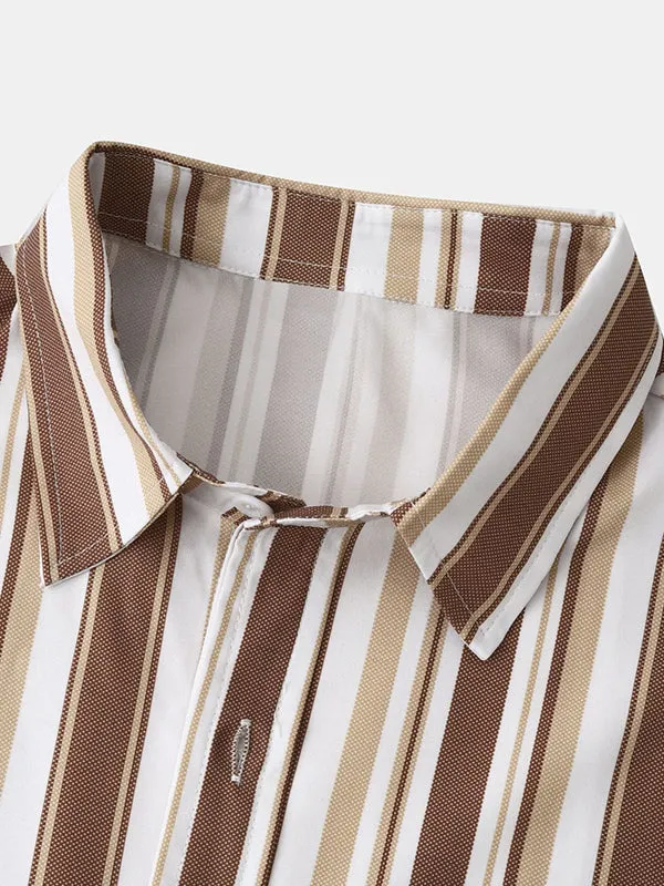 Men's Colorful Striped Long Sleeve Casual Shirt