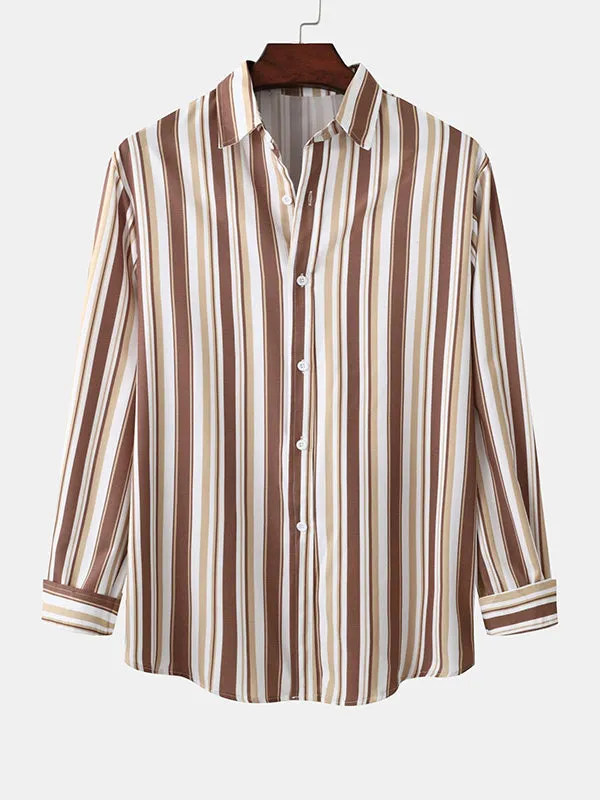 Men's Colorful Striped Long Sleeve Casual Shirt