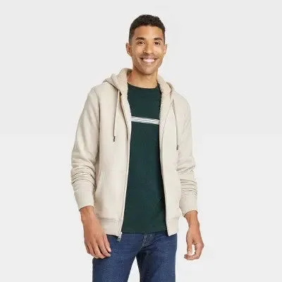 Men's High-Pile Fleece ined Hooded Zip-Up Sweatshirt - Goodfellow & Co™