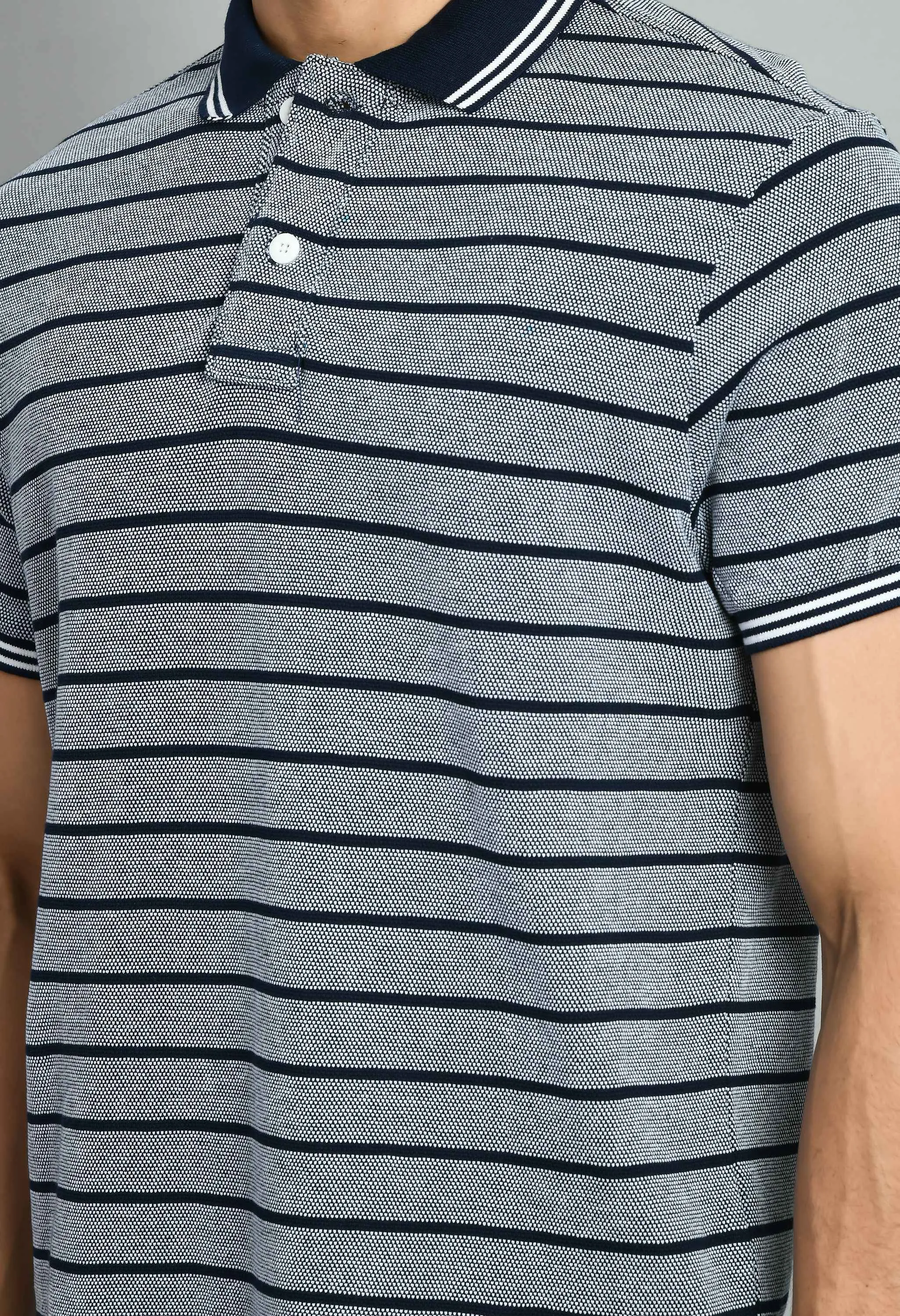 Men's Striped Navy Polo Tees