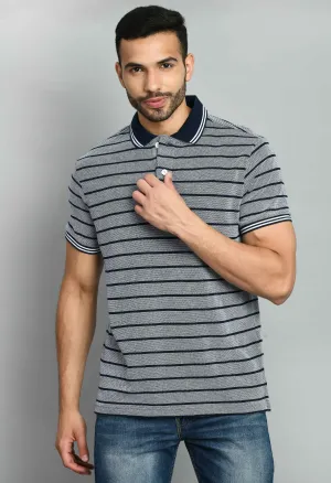 Men's Striped Navy Polo Tees