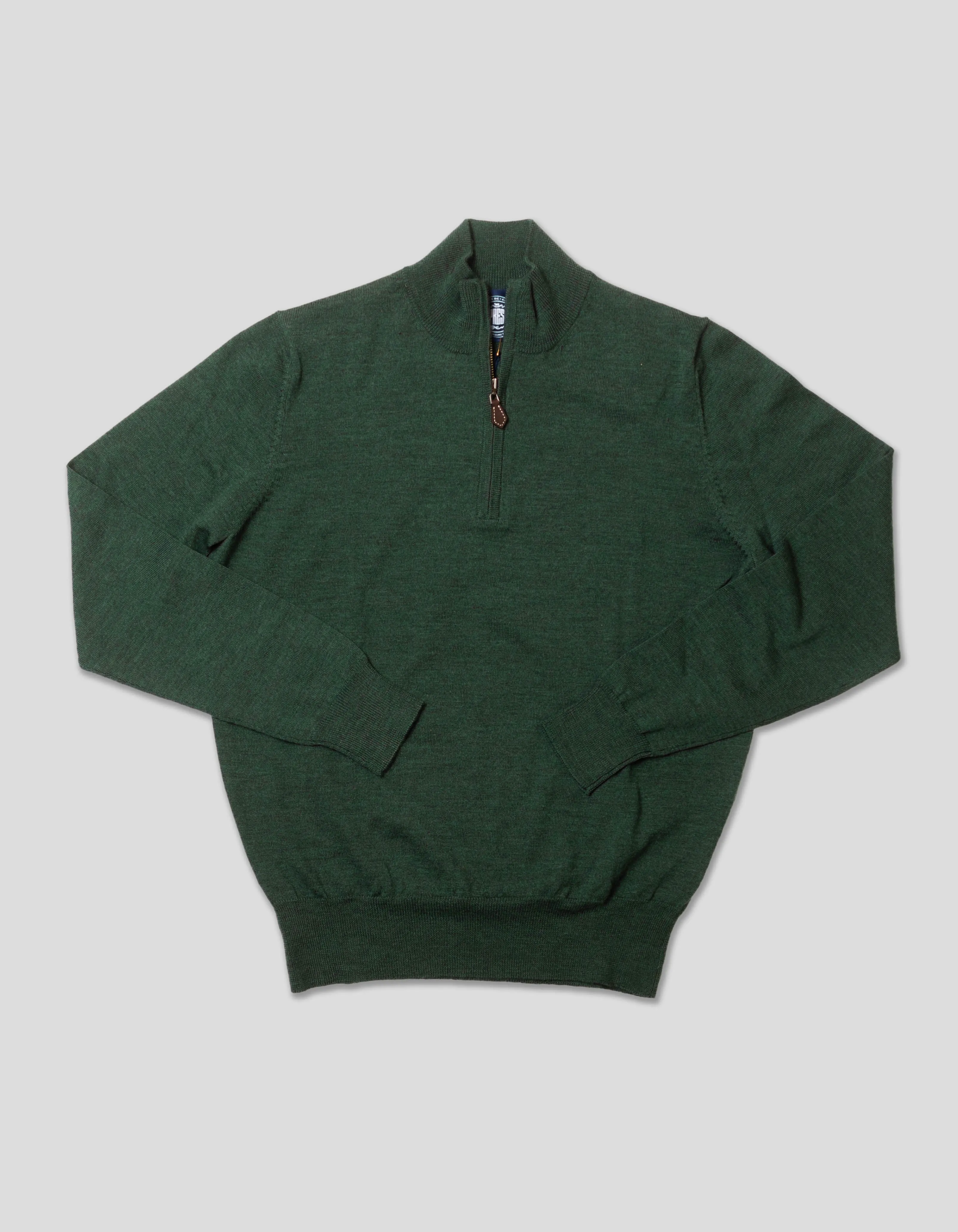 MERINO WOOL QUARTER ZIP UP - HUNTER GREEN