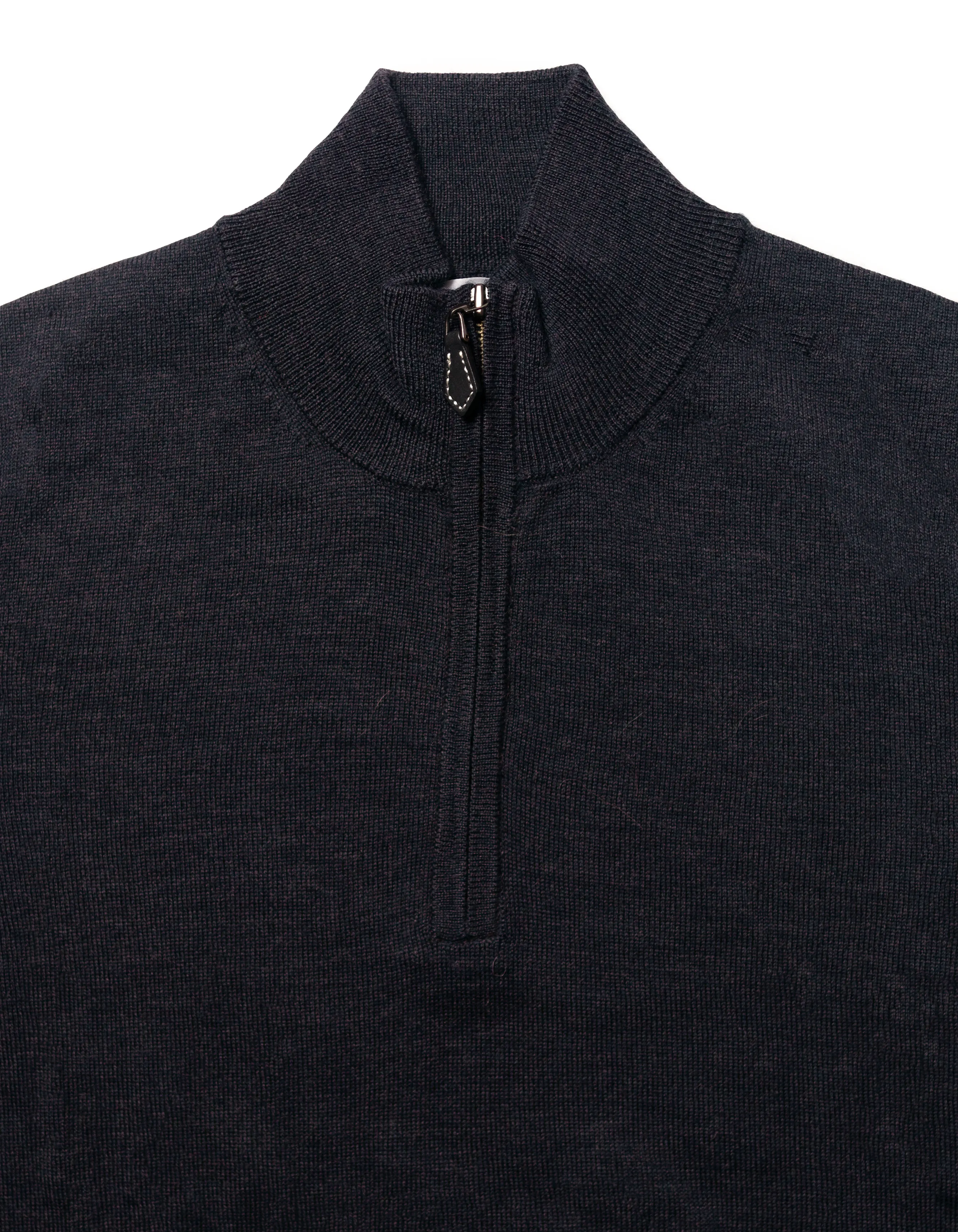 MERINO WOOL QUARTER ZIP UP - NAVY