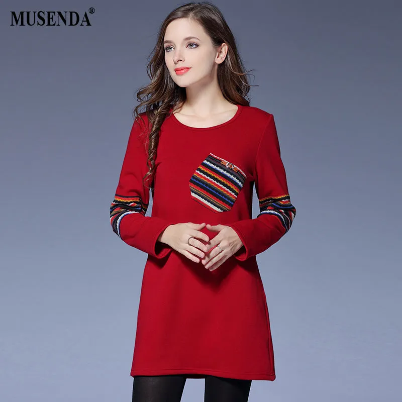 MUSENDA Plus Size Women Colorful Striped Brief Velvet Long T Shirts 2017 Autumn Winter Female Fashion Casual T-shirt Top Clothes